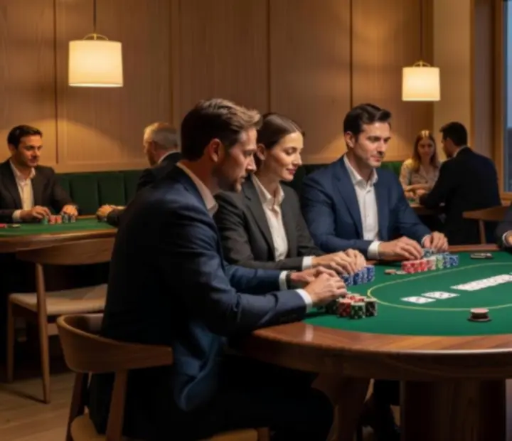 Eleganckie przyjęcie pokerowe w restauracji z profesjonalną obsługą