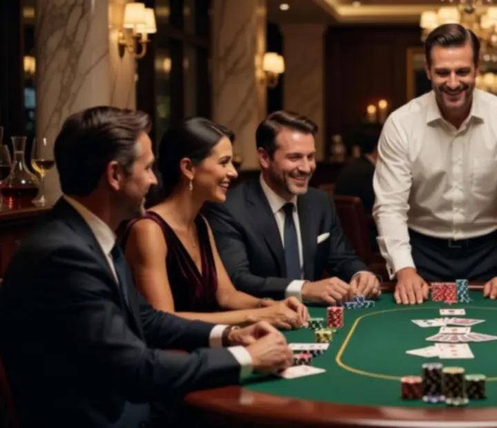 Stół pokerowy podczas eleganckiego eventu w restauracji
