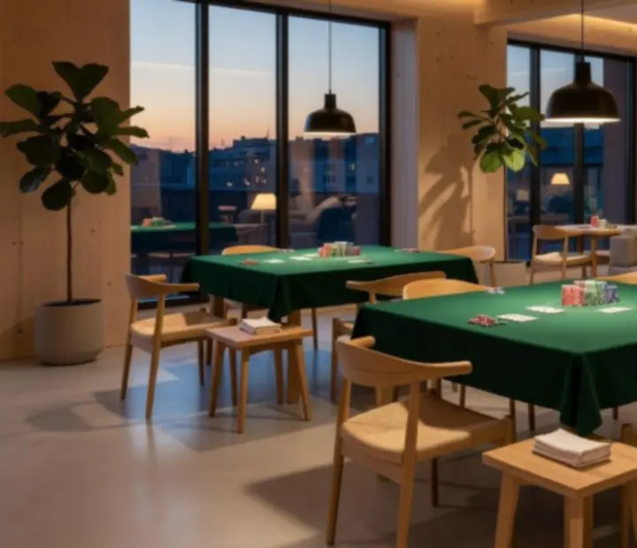 Nowoczesna restauracja przygotowana na wieczór pokerowy