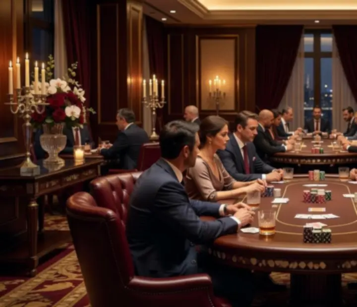 Premium sala restauracyjna przygotowana na wieczorny pokerowy event